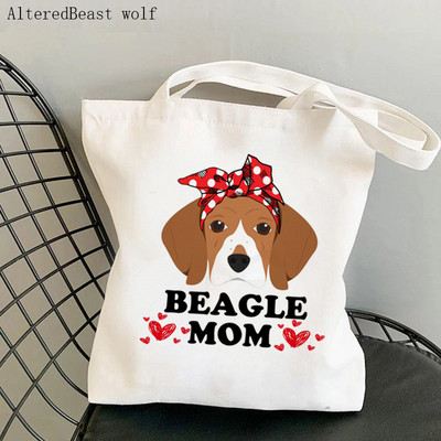 Geantă Shopper pentru femei, portret de câine Beagle, cu flori, Geantă Kawaii, Harajuku, pentru cumpărături, geantă pentru cumpărături din pânză, geantă de mână pentru fetiță, geantă de umăr.