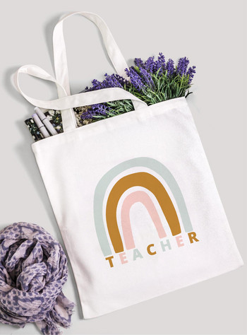 Διδάξτε την αγάπη Inspire Rainbow Women Canvas Tote Τσάντα αγορών Teacher Life Επαναχρησιμοποιήσιμη Eco Shopper Τσάντα ώμου Βιβλίο Τσάντα Δώρο μόδας