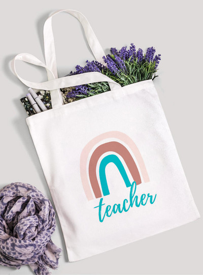 Teach Love Inspire Rainbow Ženska platnena torba za kupnju Teacher Life Višekratna ekološka torba za kupnju Torba za knjige Modni poklon