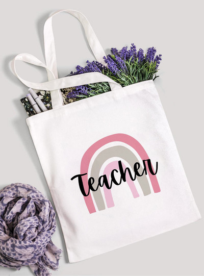 Teach Love Inspire Rainbow Ženska platnena torba za kupnju Teacher Life Višekratna ekološka torba za kupnju Torba za knjige Modni poklon