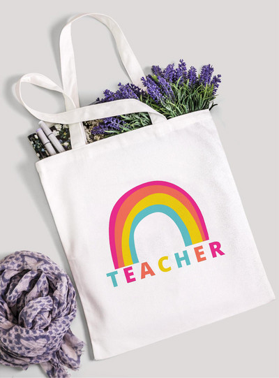 Teach Love Inspire Rainbow Ženska platnena torba za kupnju Teacher Life Višekratna ekološka torba za kupnju Torba za knjige Modni poklon