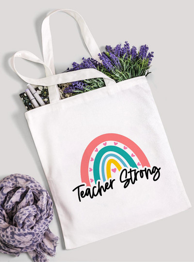 Teach Love Inspire Rainbow Ženska platnena torba za kupnju Teacher Life Višekratna ekološka torba za kupnju Torba za knjige Modni poklon