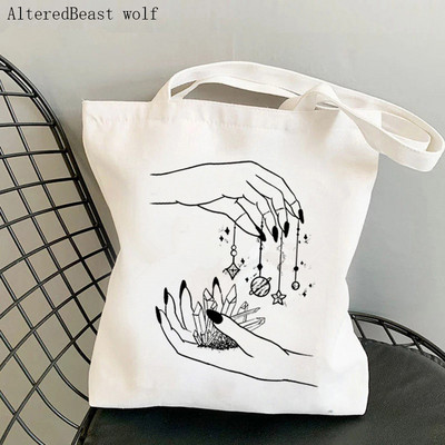 Moteriškas peties krepšys, raganavimo ir magijos Hekate rato magija Taro korta raganiškas drobinis krepšys Harajuku pirkėjo krepšys Tote Lady Bag
