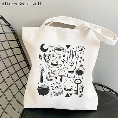 Moteriškas peties krepšys, raganavimo ir magijos Hekate rato magija Taro korta raganiškas drobinis krepšys Harajuku pirkėjo krepšys Tote Lady Bag