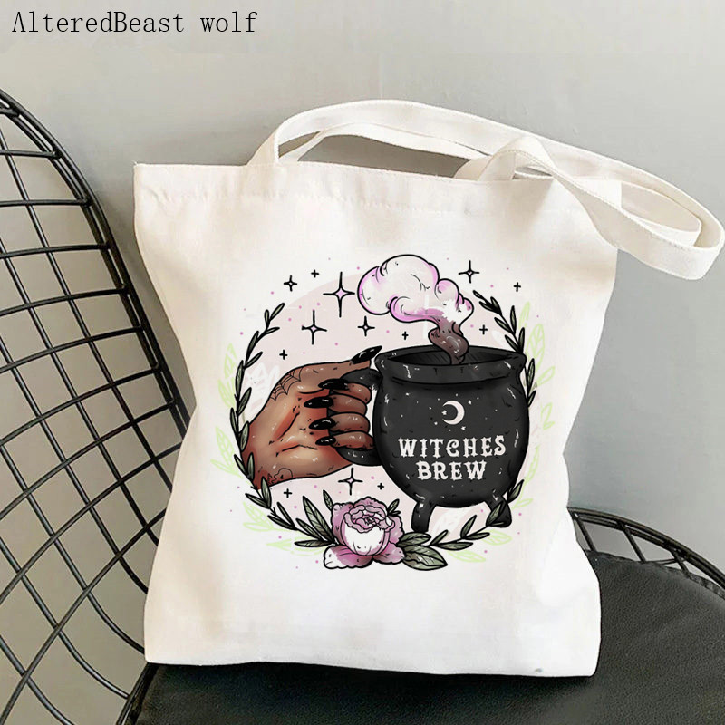 Moteriškas peties krepšys, raganavimo ir magijos Hekate rato magija Taro korta raganiškas drobinis krepšys Harajuku pirkėjo krepšys Tote Lady Bag