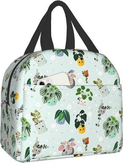 Zaļā kaktusa izolēta pusdienu soma, necaurlaidīga dzesētāja pusdienu kaste vīriešiem sievietēm, atkārtoti lietojama termiskā pusdienu soma ēdienreižu soma