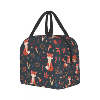 Cute Foxes Lunch Bag Insulated Lunch Box Freezable Tote Bag Storage Bag Forest Plants Θέμα Κατάλληλο για ενήλικες Παιδική νοσοκόμα