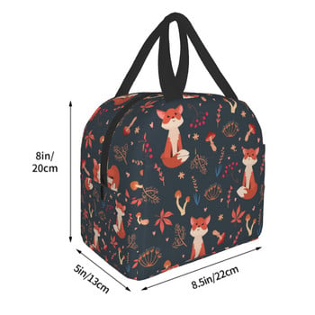 Cute Foxes Lunch Bag Insulated Lunch Box Freezable Tote Bag Storage Bag Forest Plants Θέμα Κατάλληλο για ενήλικες Παιδική νοσοκόμα