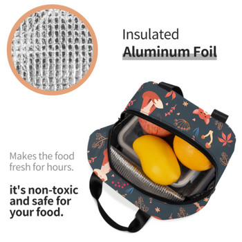 Cute Foxes Lunch Bag Insulated Lunch Box Freezable Tote Bag Storage Bag Forest Plants Θέμα Κατάλληλο για ενήλικες Παιδική νοσοκόμα