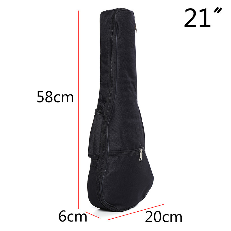 Fekete 21" gitártáska állítható vállpántok Gitár hordtáskák puha tok nylon oxford ukulele vízálló gitárborító koncerttáska