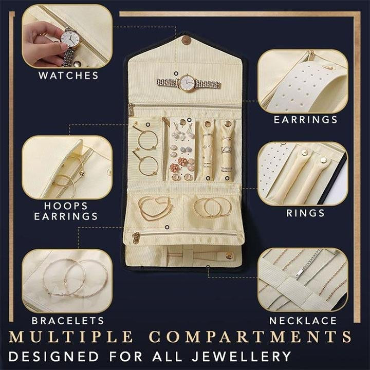 Sklopivi baršunasti rolni organizator nakita Sklopiva kutija za nakit za putovanje - Prstenje Ogrlice Torba za pohranu nakita