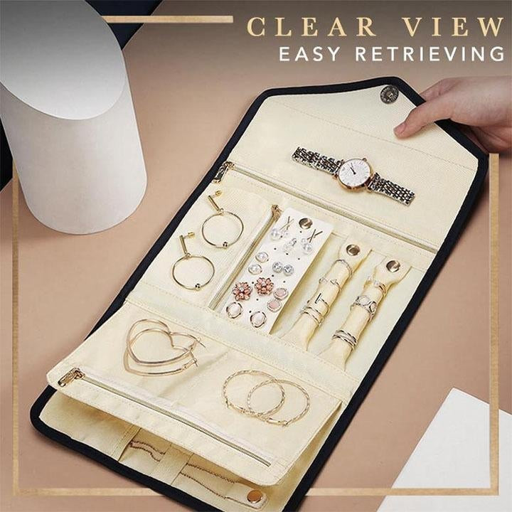 Sklopivi baršunasti rolni organizator nakita Sklopiva kutija za nakit za putovanje - Prstenje Ogrlice Torba za pohranu nakita
