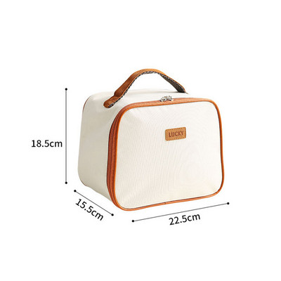 Bēšs kvadrātveida termiski izolēta pusdienu kastes soma Pārnēsājama ceļojumu piknika dzesētāja pārtikas uzglabāšanas tvertne Bento siltā soma sievietēm bērniem