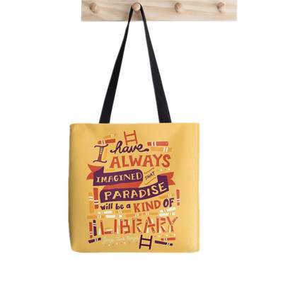2021 Shopper Library hordtáska Nyomtatott hordtáska női Harajuku vásárló kézitáska lány Vállas bevásárlótáska Lady Canvas Bag