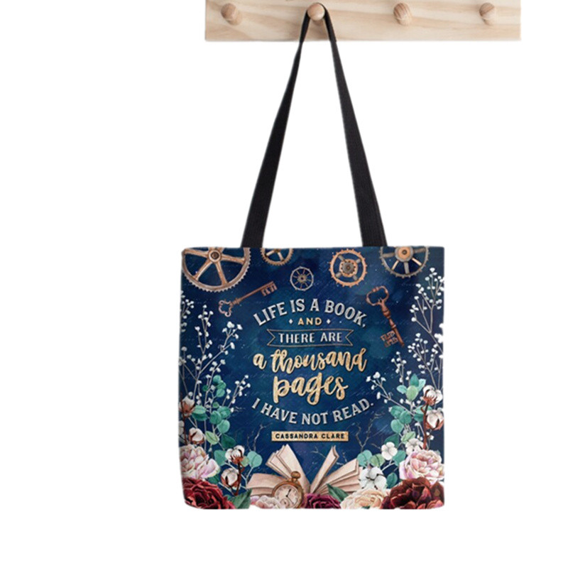 2021. gada pircēju bibliotēkas iepirkumu soma, apdrukāta soma, sieviešu Harajuku pircēja rokassomiņa, meitene plecu iepirkumu soma.