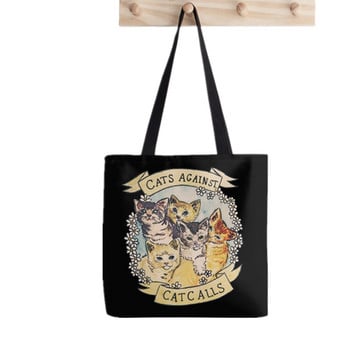 Shopper Cats Cats Against Cat Calls Printed tote bag γυναίκες Harajuku shopper handbag girl Τσάντα αγορών ώμου Lady Canvas Bag