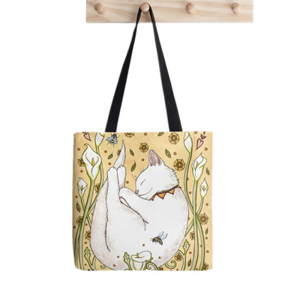 Shopper Cats Cats Against Cat Calls Printed Tote Bag žene Harajuku shopper torbica djevojka Torba za kupovinu na rame Ženska platnena torba