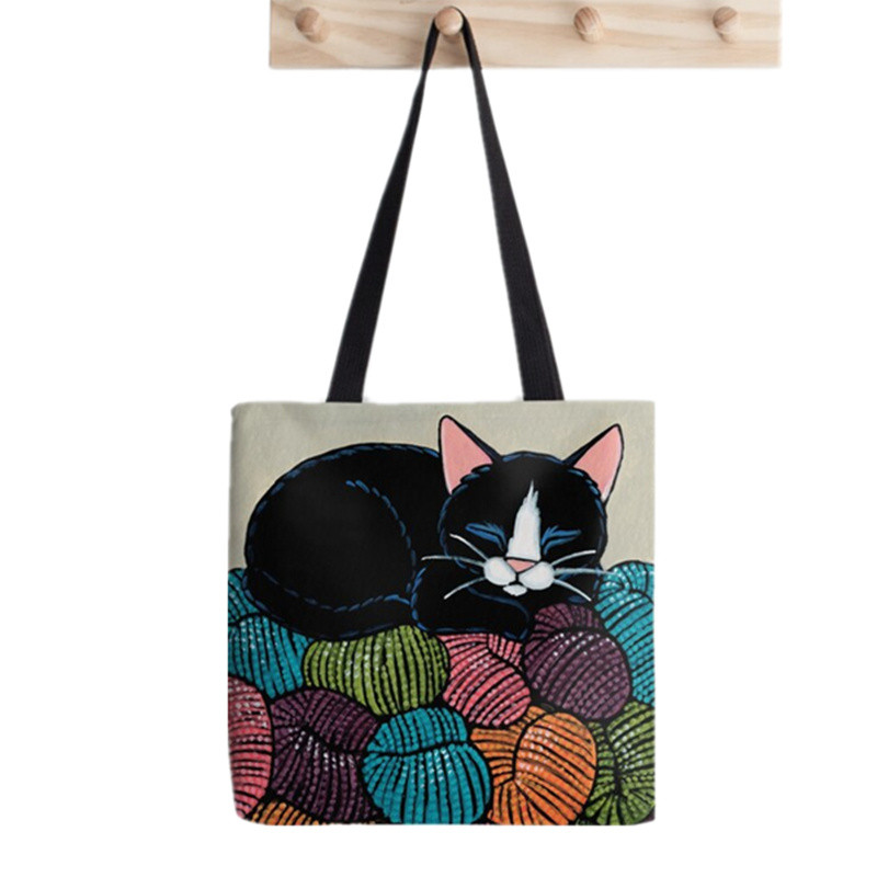 Shopper Cats Cats Against Cat Calls Printed Tote Bag žene Harajuku shopper torbica djevojka Torba za kupovinu na rame Ženska platnena torba