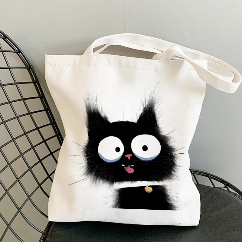 Korejske mačke sa slatkim printom, nova harajuku torba velikog kapaciteta, platnene vintage crtići Ulzzang Ins Sweet College Chic torbe na rame