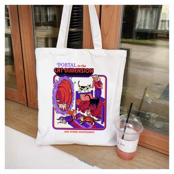 Scary Evil Demon Death Satanism American Horror Story Tote Bag Unisex Τσάντες από καμβά Τσάντες αγορών Τυπωμένες Casual Shoulder Πτυσσόμενες