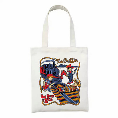 Zastrašujuće Zli Demon Smrt Sotonizam Američka horor priča Velika torba Unisex platnene torbe Torbe za kupnju Otisnute ležerne torbe na rame sklopive