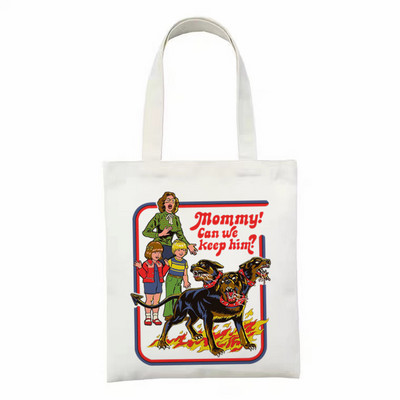 Zastrašujuće Zli Demon Smrt Sotonizam Američka horor priča Velika torba Unisex platnene torbe Torbe za kupnju Otisnute ležerne torbe na rame sklopive