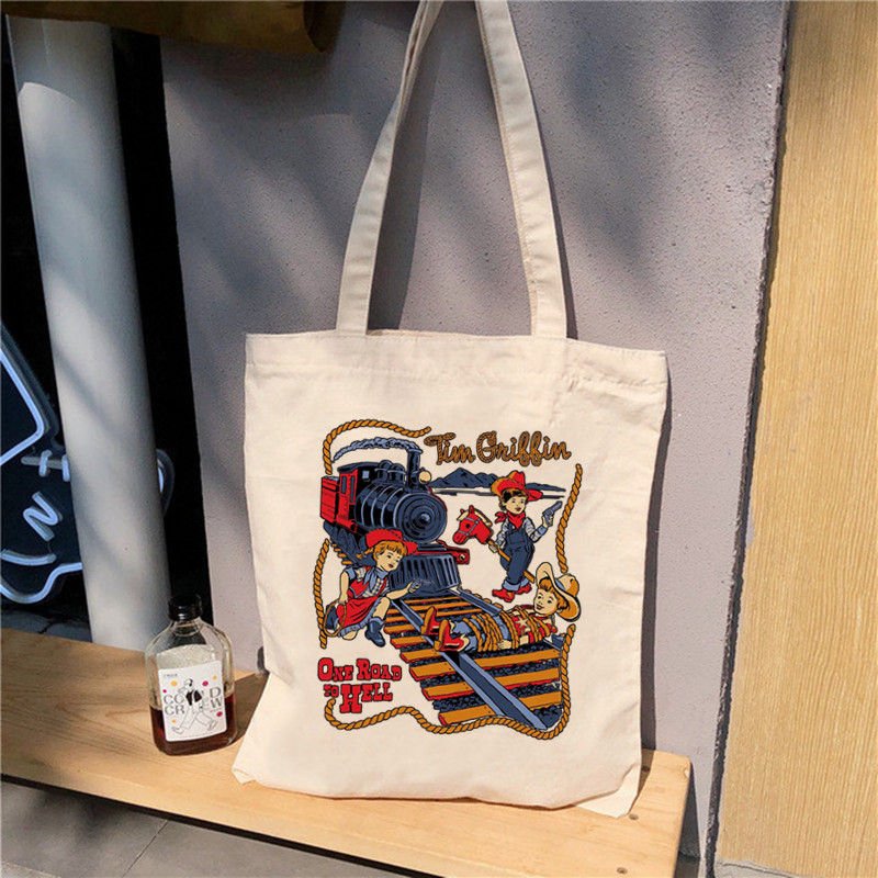 Zastrašujuće Zli Demon Smrt Sotonizam Američka horor priča Velika torba Unisex platnene torbe Torbe za kupnju Otisnute ležerne torbe na rame sklopive