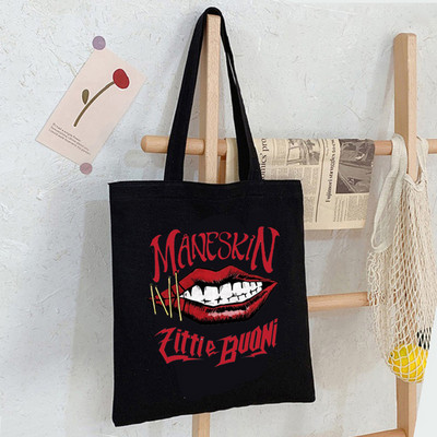 Maneskin Hip Hop Harajuku Gothic Style Platnene Shopper Velike torbe Kapacitet Vintage Ženske torbe Torba na rame Učiteljska torba