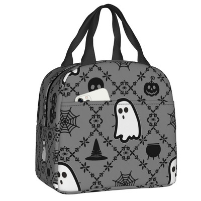 Izolované obedové tašky s vzorom netopierov pre ženy, Halloween, goth, okultná čarodejnica, prenosná chladiaca termálna obedová taška Bento Box