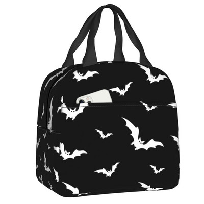 Izolované obedové tašky s vzorom netopierov pre ženy, Halloween, goth, okultná čarodejnica, prenosná chladiaca termálna obedová taška Bento Box