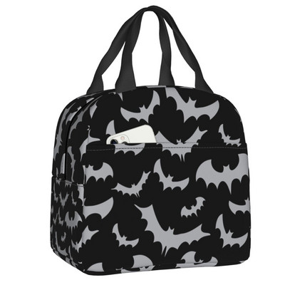 Izolované obedové tašky s vzorom netopierov pre ženy, Halloween, goth, okultná čarodejnica, prenosná chladiaca termálna obedová taška Bento Box