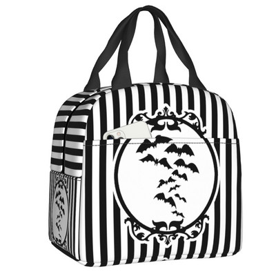 Izolované obedové tašky s vzorom netopierov pre ženy, Halloween, goth, okultná čarodejnica, prenosná chladiaca termálna obedová taška Bento Box