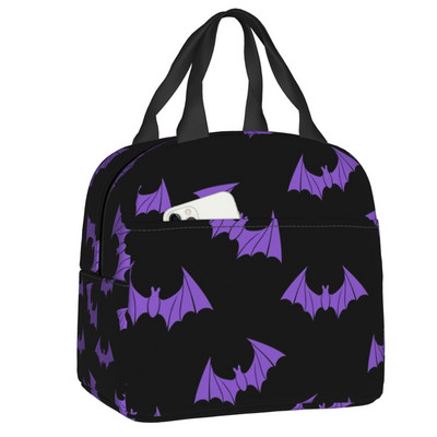 Izolované obedové tašky s vzorom netopierov pre ženy, Halloween, goth, okultná čarodejnica, prenosná chladiaca termálna obedová taška Bento Box