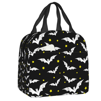 Izolované obedové tašky s vzorom netopierov pre ženy, Halloween, goth, okultná čarodejnica, prenosná chladiaca termálna obedová taška Bento Box