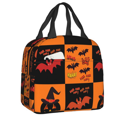 Izolované obedové tašky s vzorom netopierov pre ženy, Halloween, goth, okultná čarodejnica, prenosná chladiaca termálna obedová taška Bento Box