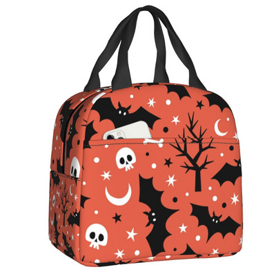 Izolované obedové tašky s vzorom netopierov pre ženy, Halloween, goth, okultná čarodejnica, prenosná chladiaca termálna obedová taška Bento Box