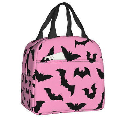 Izolované obedové tašky s vzorom netopierov pre ženy, Halloween, goth, okultná čarodejnica, prenosná chladiaca termálna obedová taška Bento Box