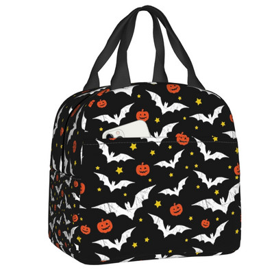Izolované obedové tašky s vzorom netopierov pre ženy, Halloween, goth, okultná čarodejnica, prenosná chladiaca termálna obedová taška Bento Box