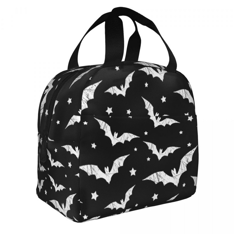 Izolované obedové tašky s vzorom netopierov pre ženy, Halloween, goth, okultná čarodejnica, prenosná chladiaca termálna obedová taška Bento Box