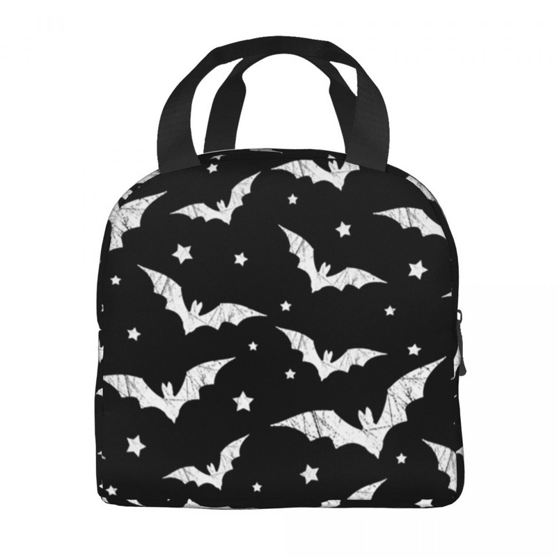 Izolované obedové tašky s vzorom netopierov pre ženy, Halloween, goth, okultná čarodejnica, prenosná chladiaca termálna obedová taška Bento Box