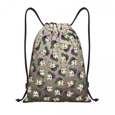 Prilagođeni Bul terijer Cvjetna silueta psa Torbe s ruksakom Lagane torbe za ljubav prema ljubimcima Sportske torbe za kupovinu