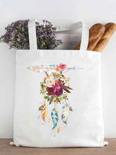 Ženska modna zvijezda Geometrijski slatki ispis iz 90-ih Ležerne kupovne torbe za kupnju Ženska platnena velika torba na ramena za djevojčice