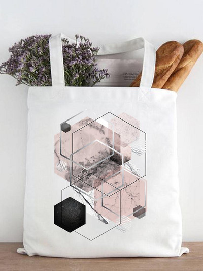 Ženska modna zvijezda Geometrijski slatki ispis iz 90-ih Ležerne kupovne torbe za kupnju Ženska platnena velika torba na ramena za djevojčice