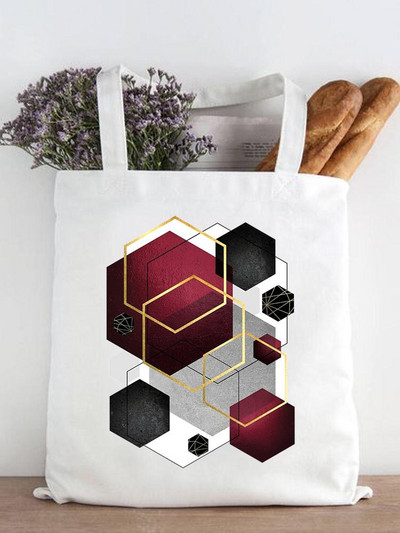 Ženska modna zvijezda Geometrijski slatki ispis iz 90-ih Ležerne kupovne torbe za kupnju Ženska platnena velika torba na ramena za djevojčice