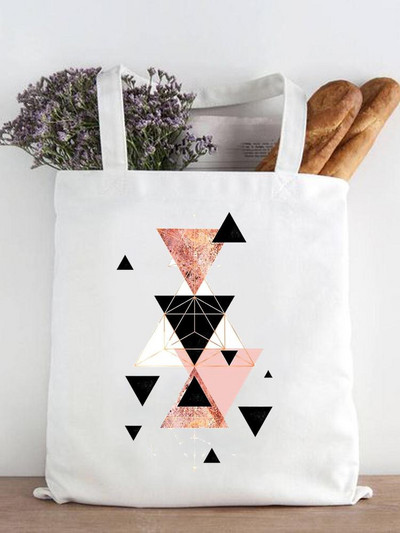 Ženska modna zvijezda Geometrijski slatki ispis iz 90-ih Ležerne kupovne torbe za kupnju Ženska platnena velika torba na ramena za djevojčice