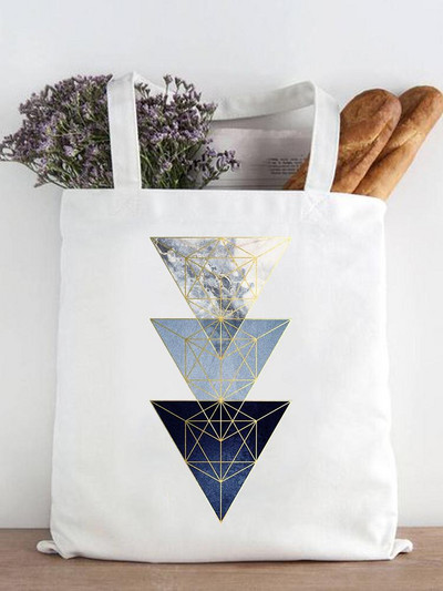 Ženska modna zvijezda Geometrijski slatki ispis iz 90-ih Ležerne kupovne torbe za kupnju Ženska platnena velika torba na ramena za djevojčice