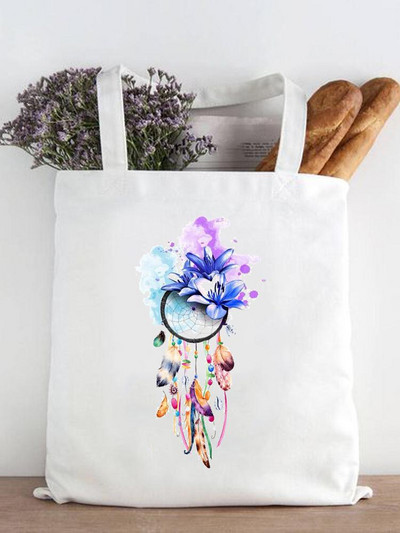 Ženska modna zvijezda Geometrijski slatki ispis iz 90-ih Ležerne kupovne torbe za kupnju Ženska platnena velika torba na ramena za djevojčice