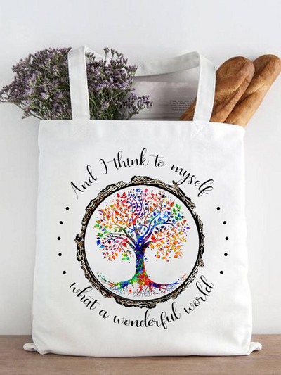 Ženska modna zvijezda Geometrijski slatki ispis iz 90-ih Ležerne kupovne torbe za kupnju Ženska platnena velika torba na ramena za djevojčice