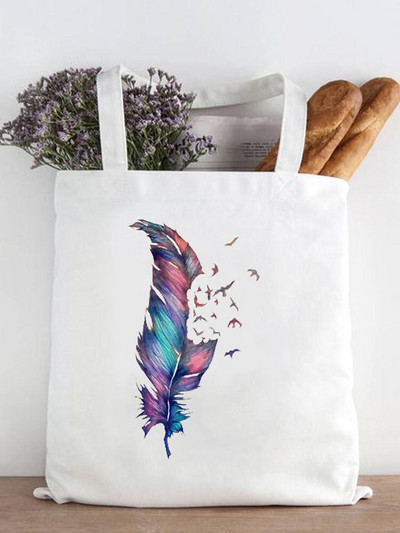 Ženska modna zvijezda Geometrijski slatki ispis iz 90-ih Ležerne kupovne torbe za kupnju Ženska platnena velika torba na ramena za djevojčice