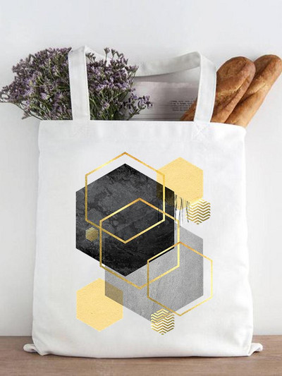 Ženska modna zvijezda Geometrijski slatki ispis iz 90-ih Ležerne kupovne torbe za kupnju Ženska platnena velika torba na ramena za djevojčice